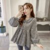 All-match Loose Doll Shirt Top Women’s Spring and Autumn New Korean Version Fashion Slimming Round Neck Long-sleeved Shirt