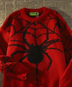 American Vintage Spider Hole sweater women Winter Lazy Loose Round Neck Knit pullover oversized sweater goth y2k clothes