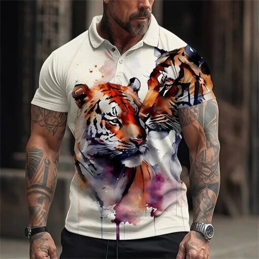 Buy Animal Men'S Polo Shirt 3d Wolf&Eagle Print High-Quality Men Clothing Summer Casual Short Sleeved Loose Oversized Shirt Tops Tee online shopping cheap