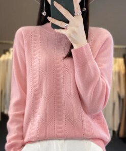 Buy Autumn Winter Women Clothing Fashion 100% Merino Wool Sweater Tops Basic O-Neck Long Sleeve Jumper Knitwear online shopping cheap