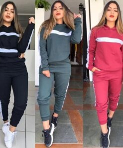 Autumn Winter Women’s Patchwork Tracksuit Long Sleeve Sweatshirt & Pencil Pants Two Piece Set Female Causal Sports Suit