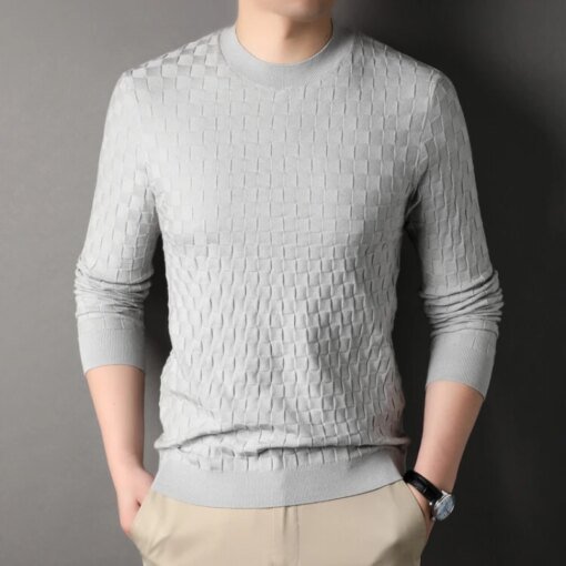 Buy Autumn and Winter Men's Long-Sleeved Knitwear Fashion Youth Sweater Solid Color Top Gray Black Sweater-Sizes S-4XL online shopping cheap