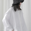 Buy Autumn women's new solid color single breasted blouse with short middle and long sides with unique design feeling online shopping cheap