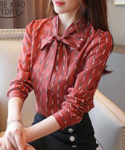 Blusas Mujer De Moda 2023 Autumn Fashion Women Chiffon Blouses Long Sleeve V-neck Women Top Casual Stripe Women Clothing 6379 50