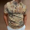 Buy Brand New Men's Short Sleeve Polo Shirt 3D Flowers Printing Zipper Collar T-Shirt Casual Breathable High Quality Summer Clothes online shopping cheap
