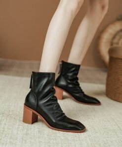 CHIKO Abelarda Square Toe Block Heels Ankle Boots