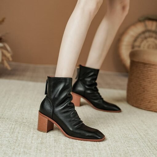 Buy CHIKO Abelarda Square Toe Block Heels Ankle Boots online shopping cheap