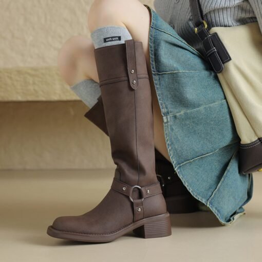 Buy CHIKO Abigail Round Toe Block Heels Knee High Boots online shopping cheap