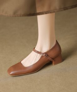 CHIKO Adeline Square Toe Block Heels Mary Jane Shoes