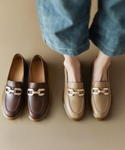 CHIKO Aelwyd Round Toe Block Heels Loafers Shoes