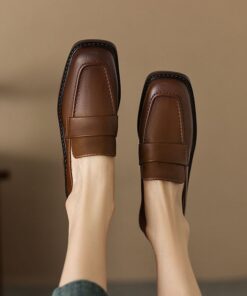 CHIKO Aerona Square Toe Block Heels Loafers Shoes