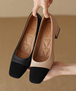 CHIKO Aleea Square Toe Block Heels Pumps Shoes