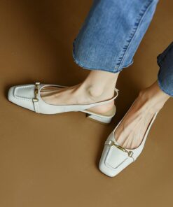CHIKO Amalure Square Toe Block Heels Slingback Shoes