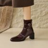 Buy CHIKO Amara Square Toe Block Heels Ankle Boots online shopping cheap