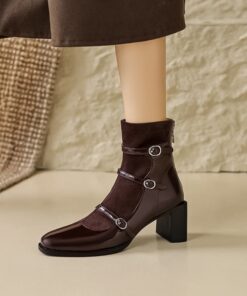 CHIKO Amara Square Toe Block Heels Ankle Boots