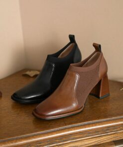 CHIKO Aquene Square Toe Block Heels Ankle Boots