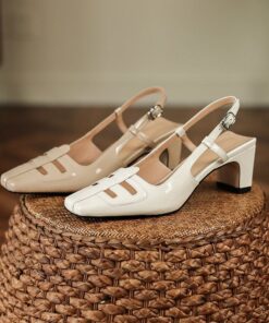 CHIKO Arama Square Toe Chunky Heels Slingback Shoes