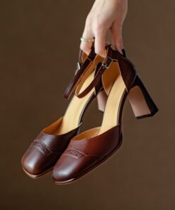 CHIKO Arya Square Toe Block Heels Pumps Shoes
