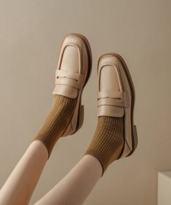 CHIKO Asha Square Toe Block Heels Loafers Shoes