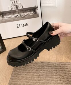 CHIKO Atgas Round Toe Block Heels Mary Jane Shoes