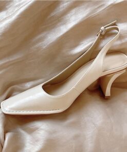 CHIKO Aubrey Square Toe Curve Heels Slingback Shoes