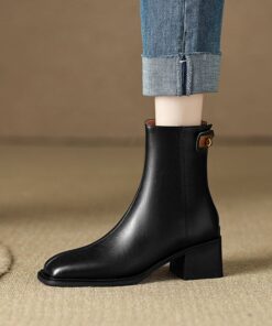 CHIKO Aziza Square Toe Block Heels Ankle Boots