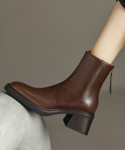 CHIKO Azizi Square Toe Block Heels Ankle Boots