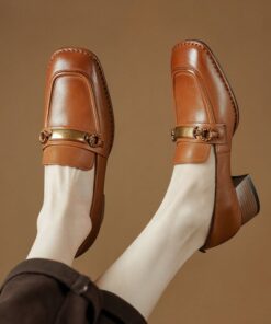 CHIKO Brieana Square Toe Block Heels Loafers Shoes