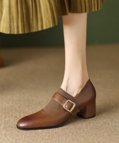 CHIKO Brooke-Lynn Round Toe Block Heels Pumps Shoes