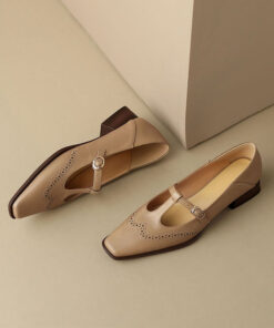 CHIKO Calley Square Toe Block Heels T-Strap Shoes