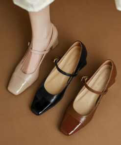CHIKO Cancianna Square Toe Block Heels Mary Jane Shoes