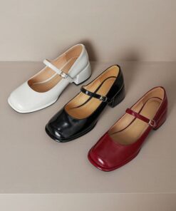 CHIKO Carmina Square Toe Block Heels Pumps Shoes