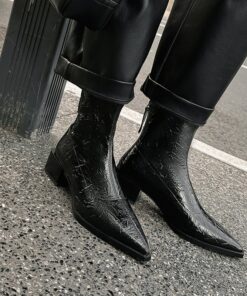 CHIKO Cecilia Pointy Toe Block Heels Ankle Boots