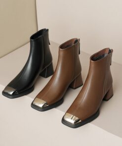 CHIKO Chane Square Toe Block Heels Ankle Boots