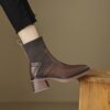 Buy CHIKO Charlotte Square Toe Block Heels Ankle Boots online shopping cheap