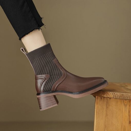 Buy CHIKO Charlotte Square Toe Block Heels Ankle Boots online shopping cheap