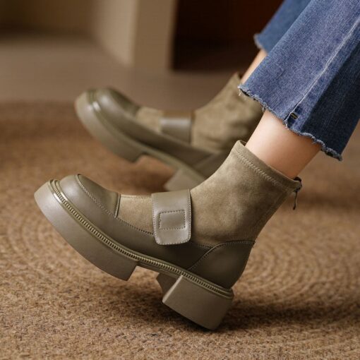 Buy CHIKO Chriki Round Toe Block Heels Ankle Boots online shopping cheap