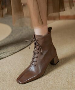 CHIKO Cora Square Toe Block Heels Ankle Boots
