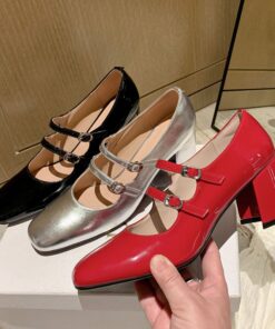 CHIKO Daisia Square Toe Block Heels Mary Jane Shoes