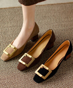 CHIKO Dakira Square Toe Block Heels Pumps Shoes