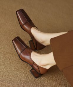 CHIKO Debriana Square Toe Block Heels Pumps Shoes