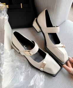 CHIKO Delores Square Toe Block Heels Mary Jane Shoes