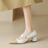 CHIKO Dericka Pointy Toe Block Heels Mary Jane Shoes