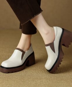 CHIKO Devera Square Toe Block Heels Loafers Shoes