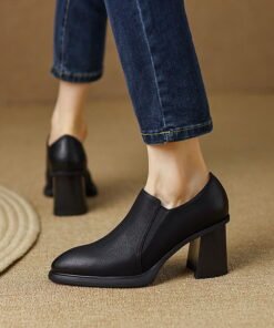 CHIKO Diega Round Toe Block Heels Loafers Shoes