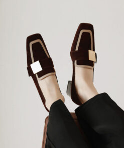 CHIKO Diomira Square Toe Block Heels Loafers Shoes