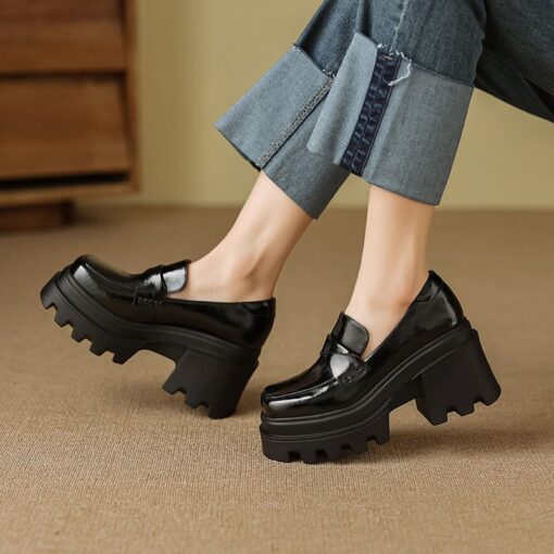 Buy CHIKO Donisha Square Toe Block Heels Loafers Shoes online shopping cheap