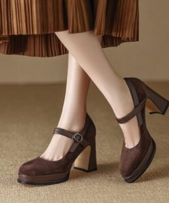 CHIKO Dory Round Toe Block Heels Pumps Shoes