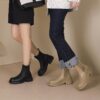 Buy CHIKO Dulcinia Round Toe Block Heels Ankle Boots online shopping cheap