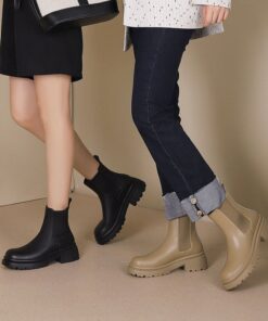 CHIKO Dulcinia Round Toe Block Heels Ankle Boots